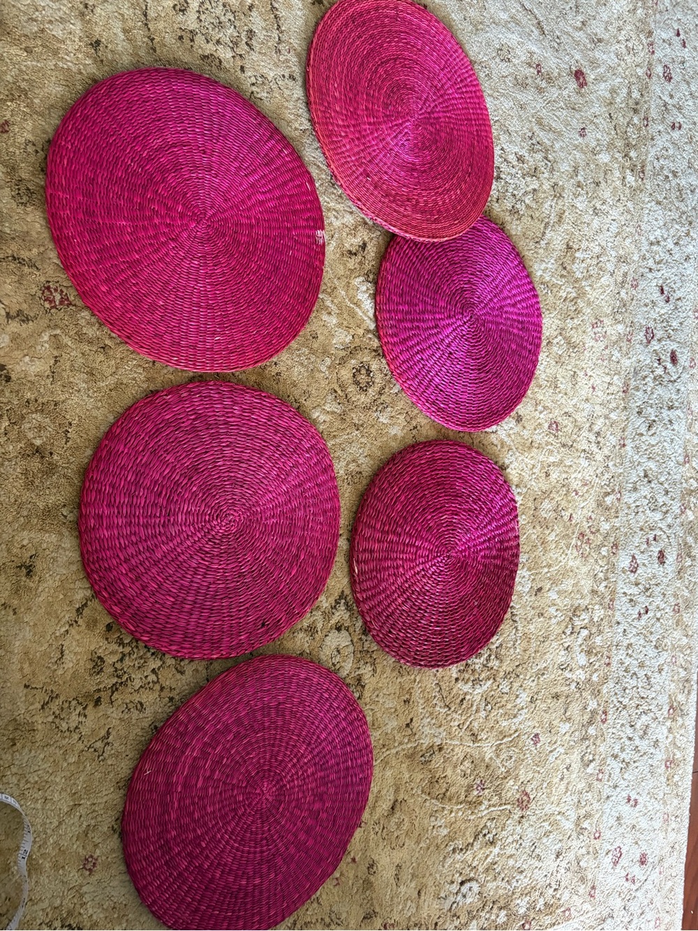 Handwoven Magenta Round Placemat Set - Home Accents set of 6